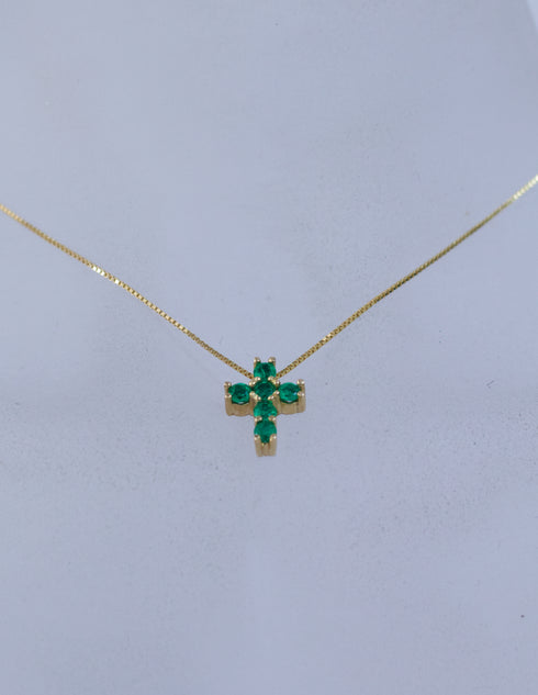 Petite Emerald Cross